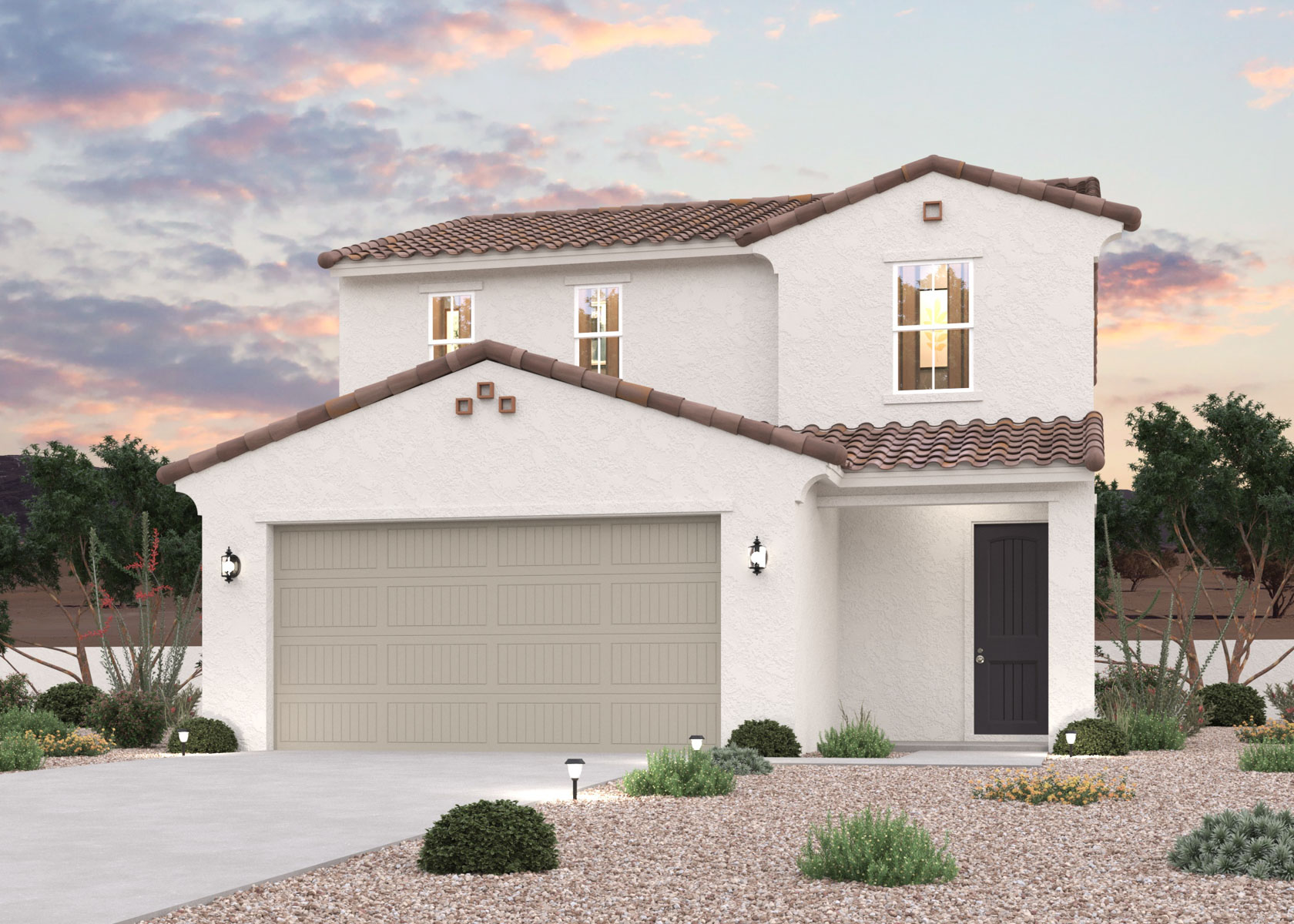 Elevation Rendering of a 2 Story Home in Surprise AZ at North Copper Canyon.