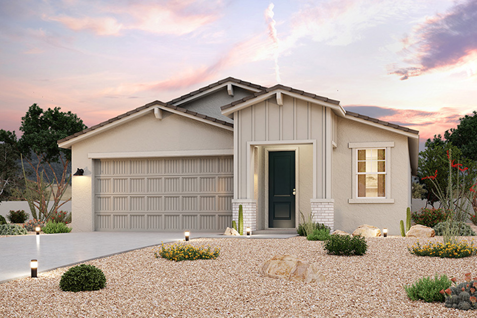 A house with a garage.