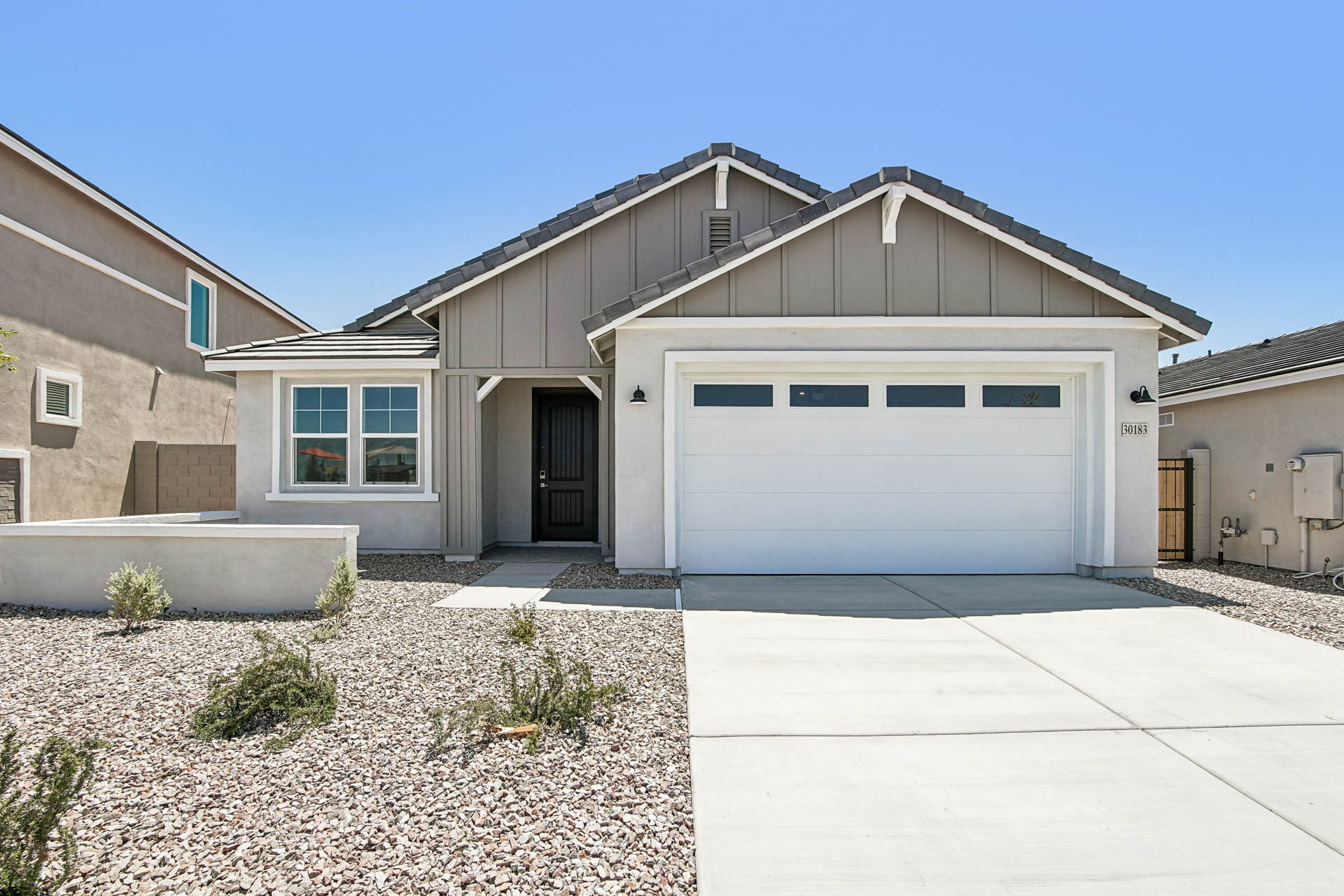 A house with a garage.