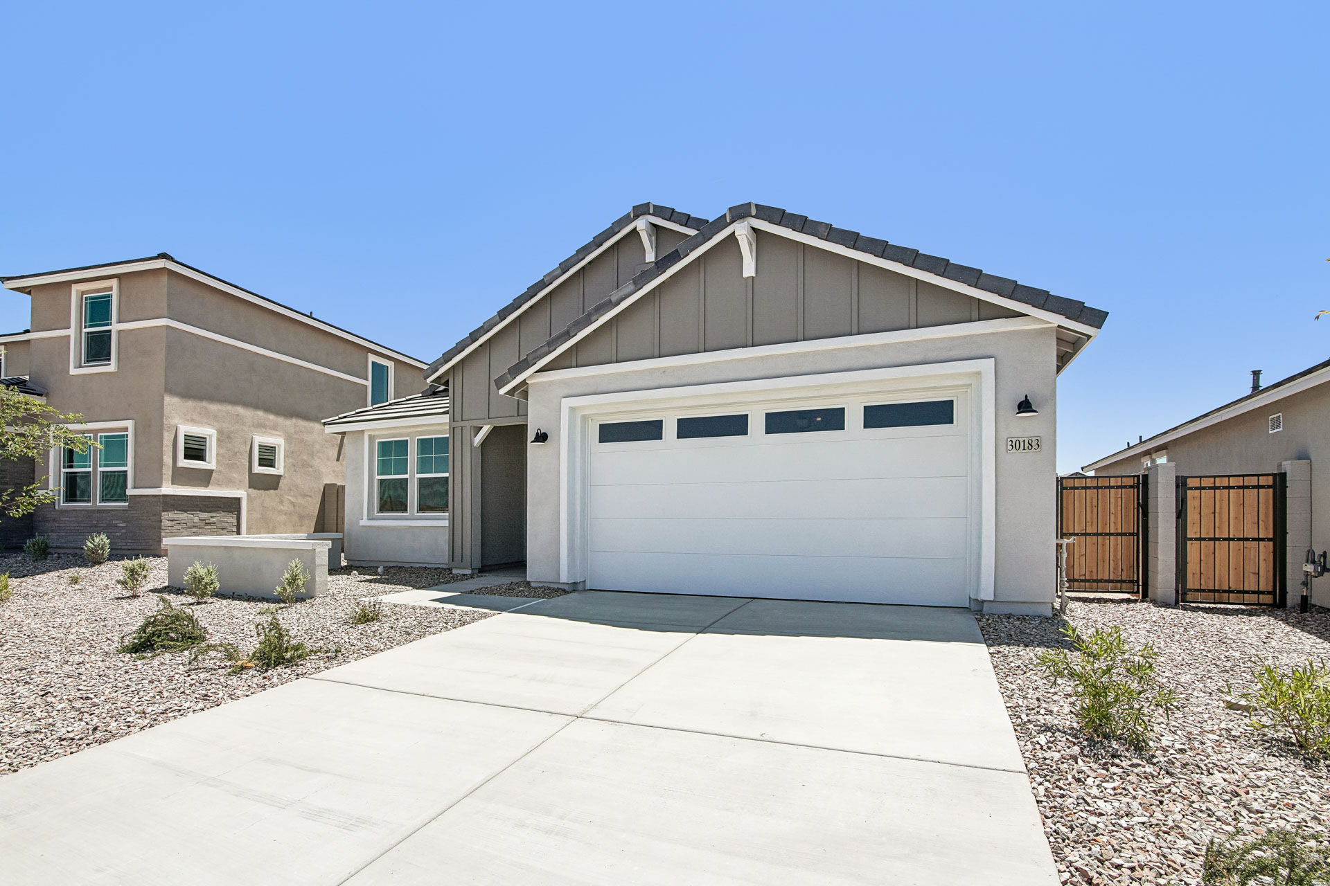 A house with a garage.