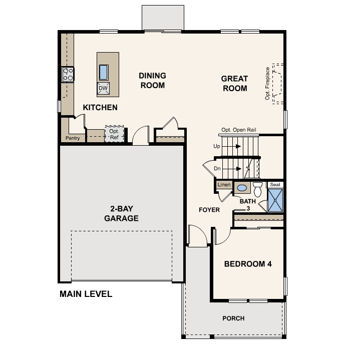 Diagram, engineering drawing. Platte Floorplan, Main Level