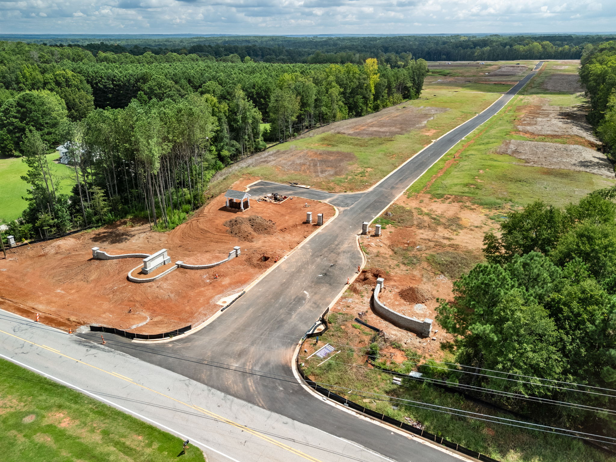 A road with a pipe running through it.