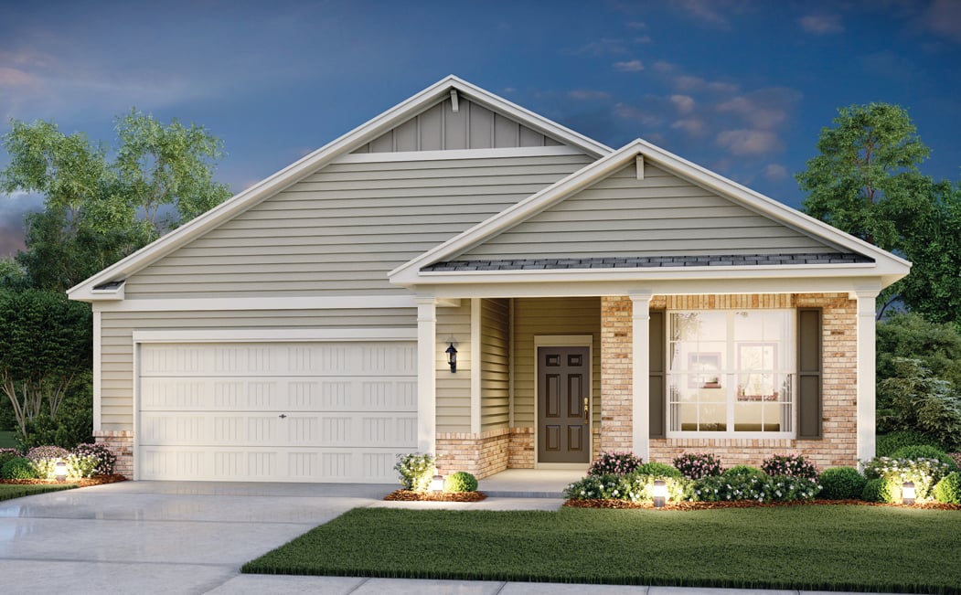 A house with a garage with American Gothic House in the background.