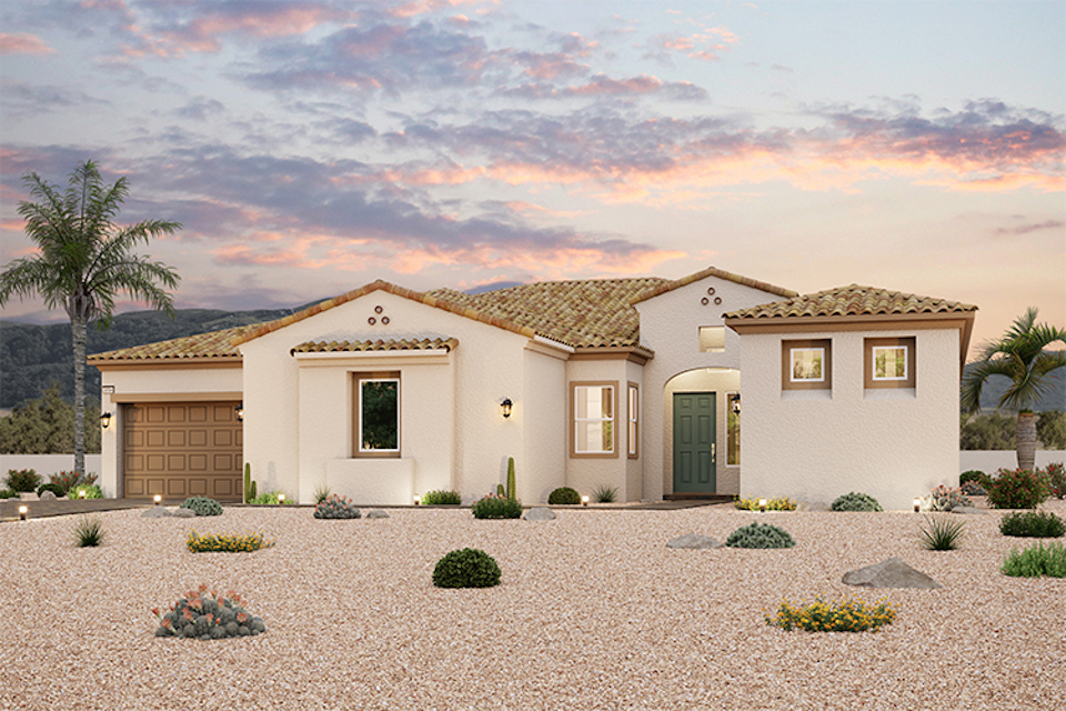 A house with a large driveway.