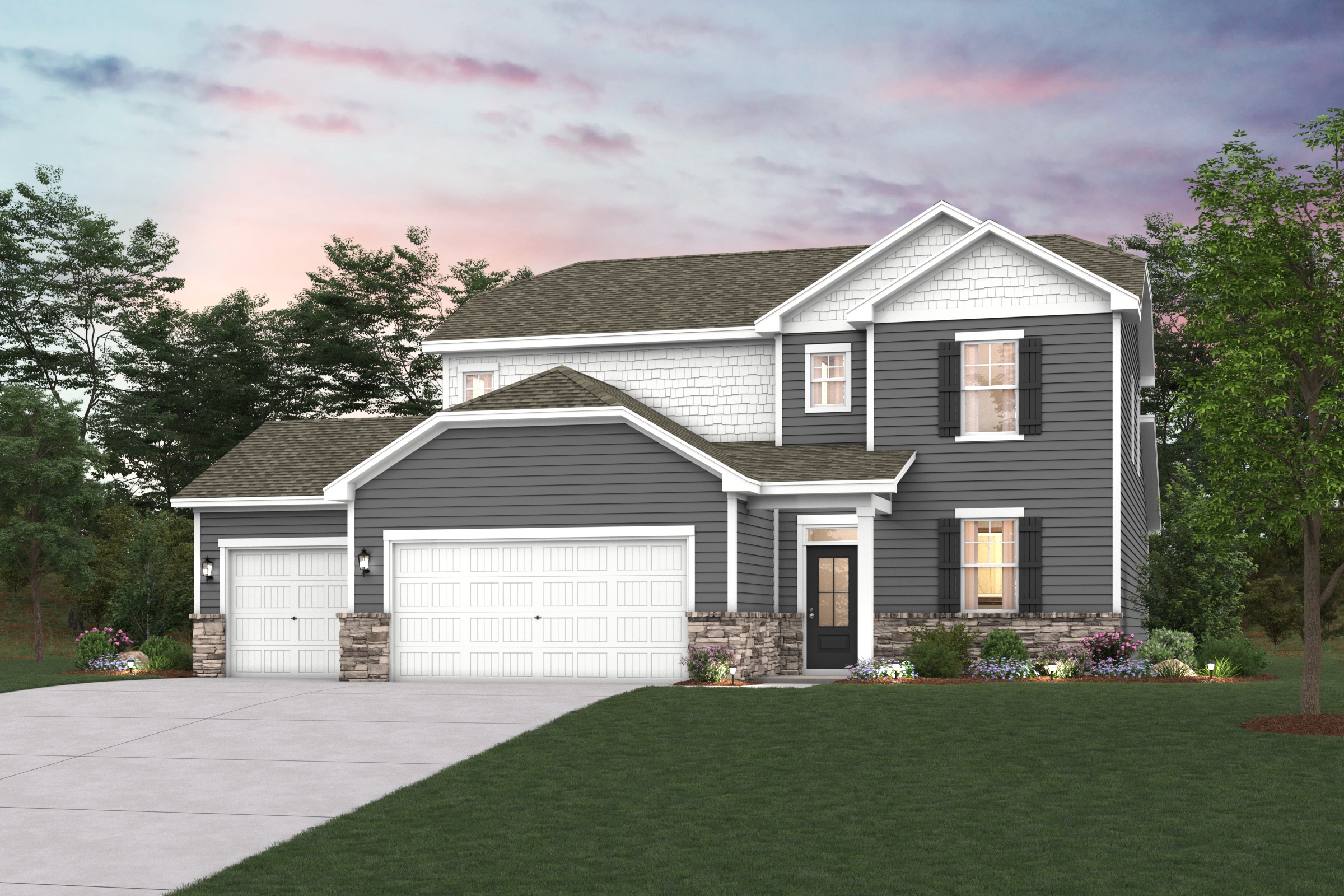 A house with a garage.