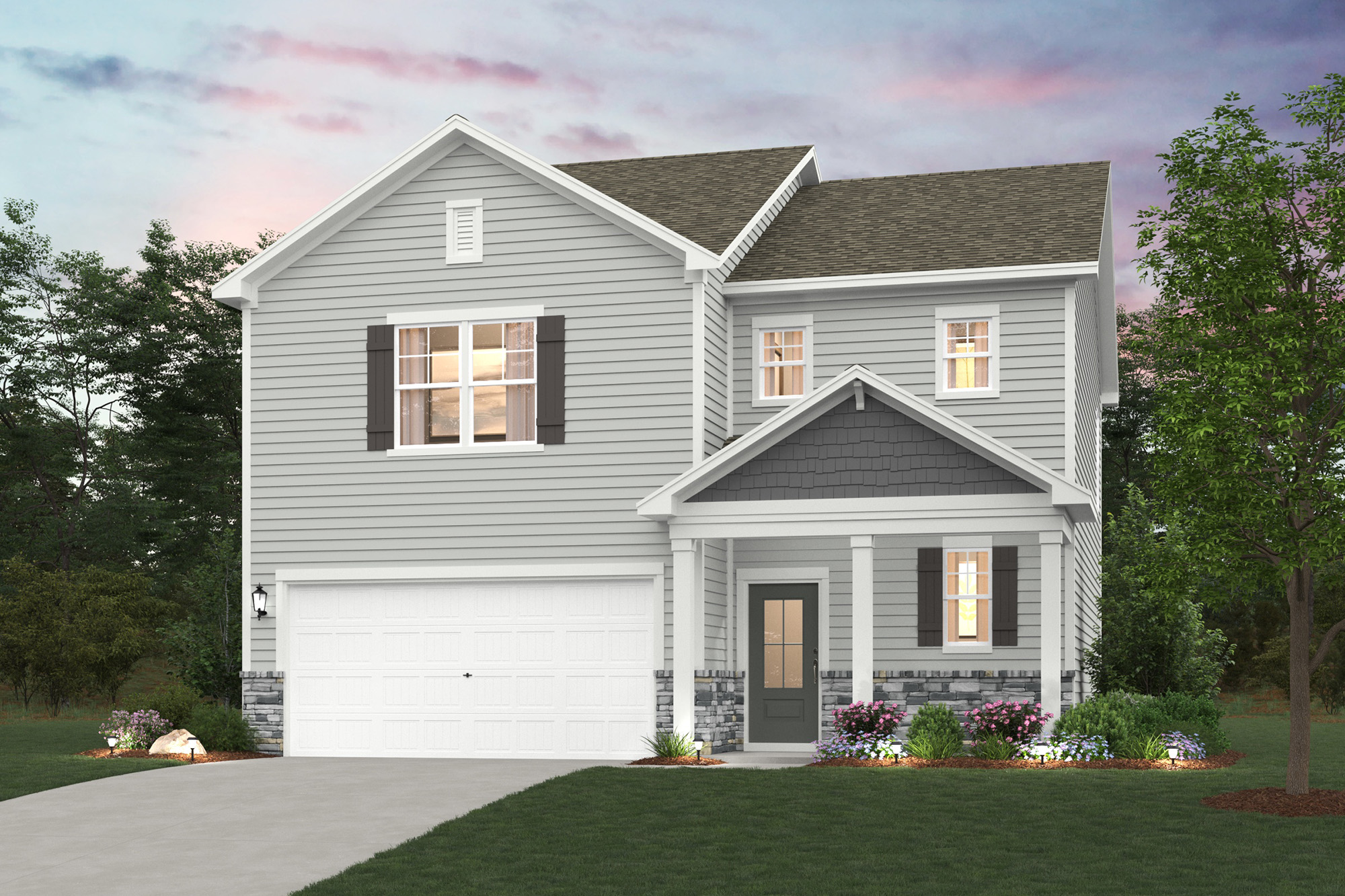 A house with a garage.