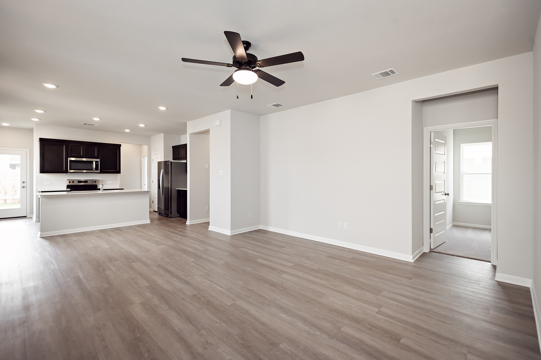 A large empty living room.