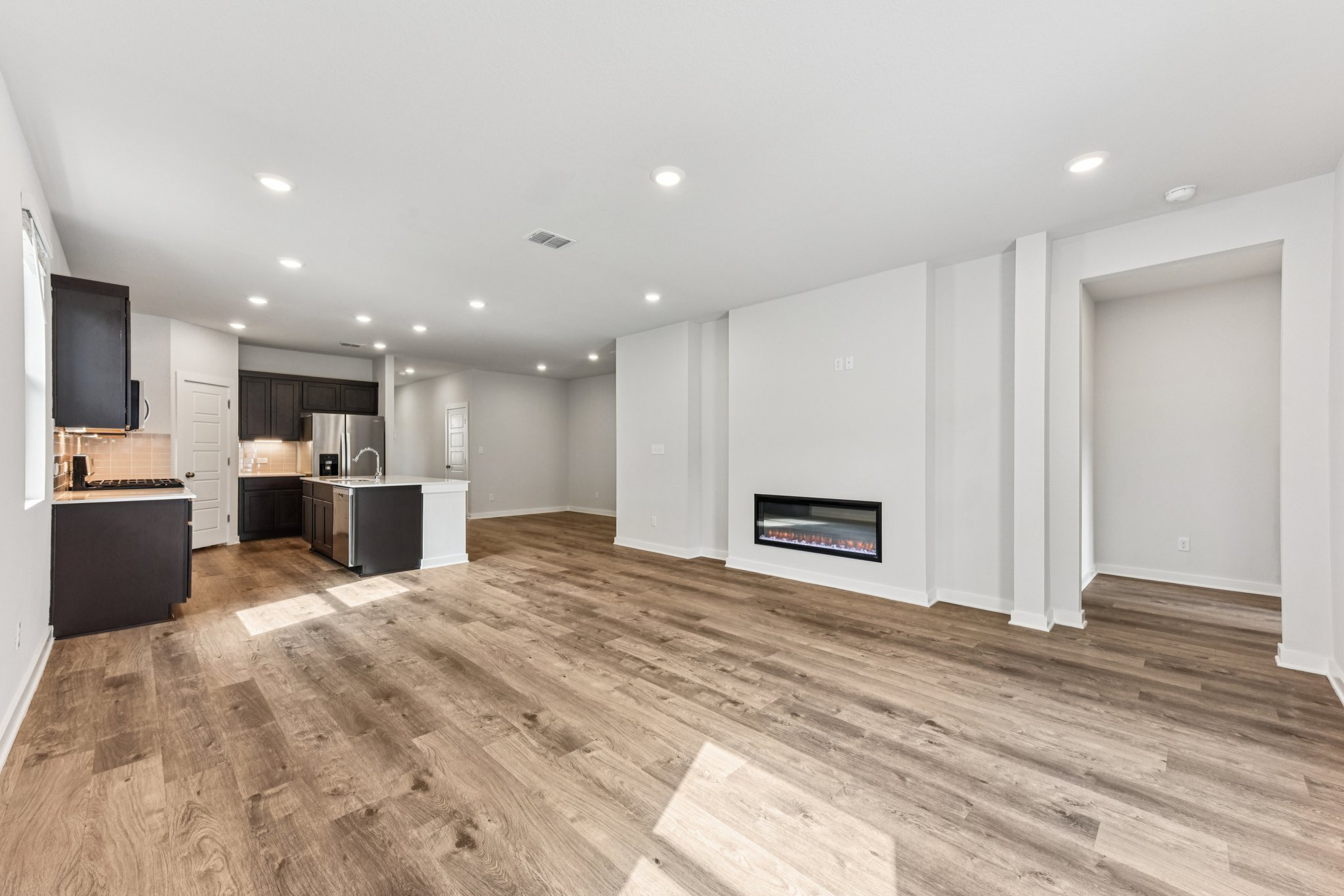 A large empty living room.