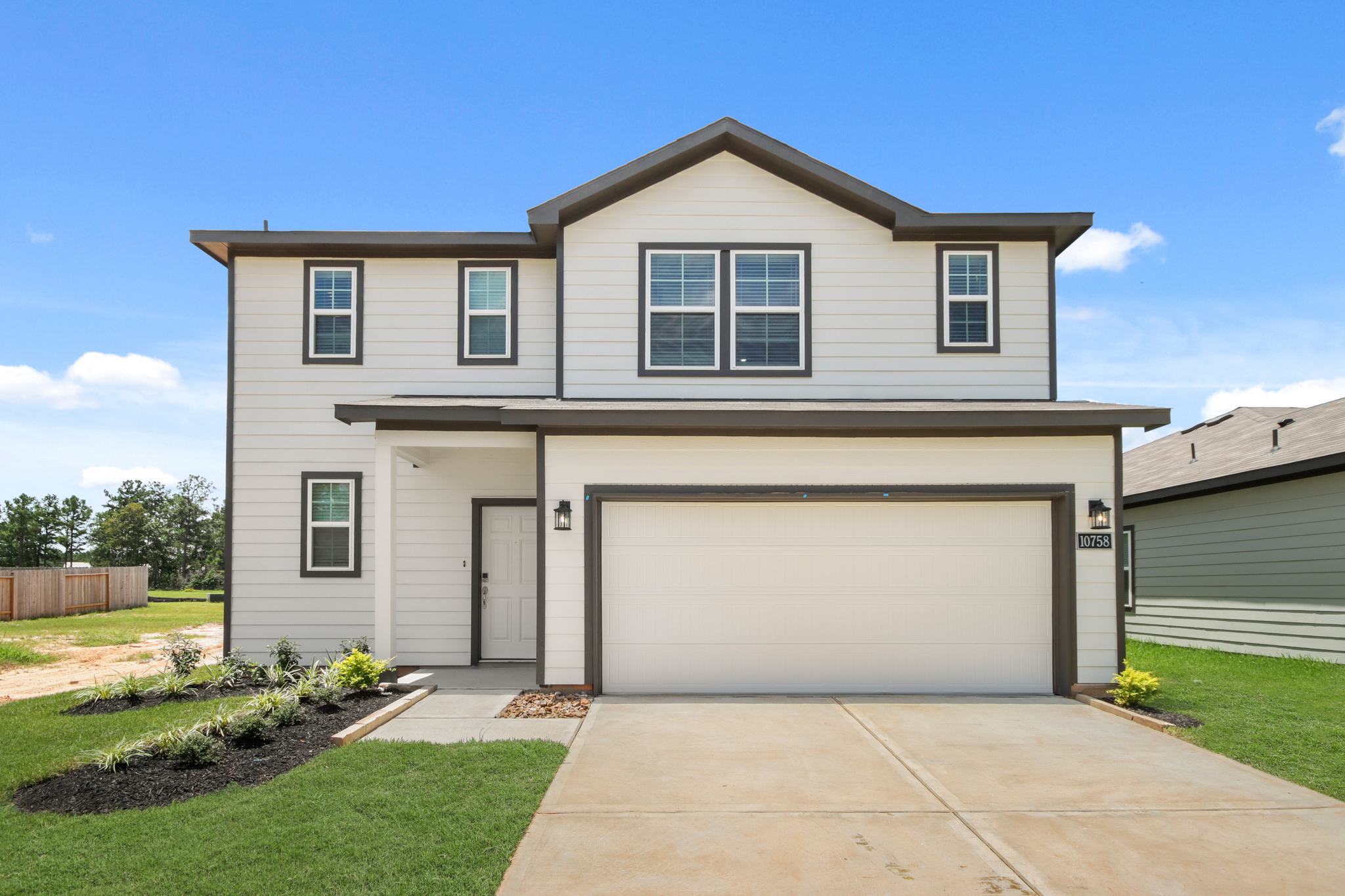 A house with a garage.