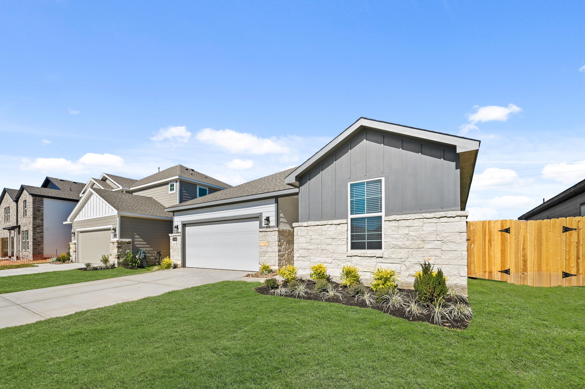 A house with a garage.