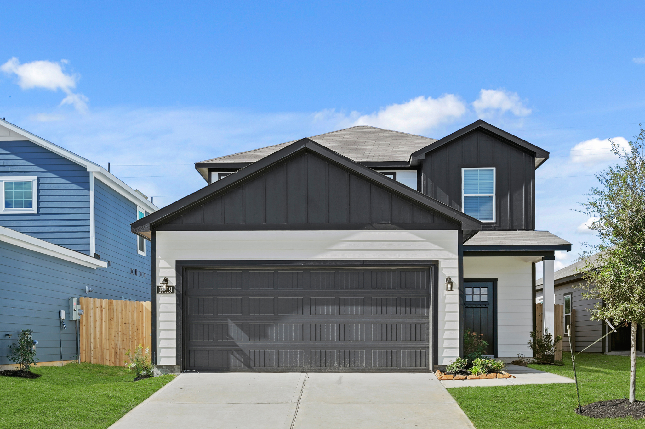 A house with a garage.