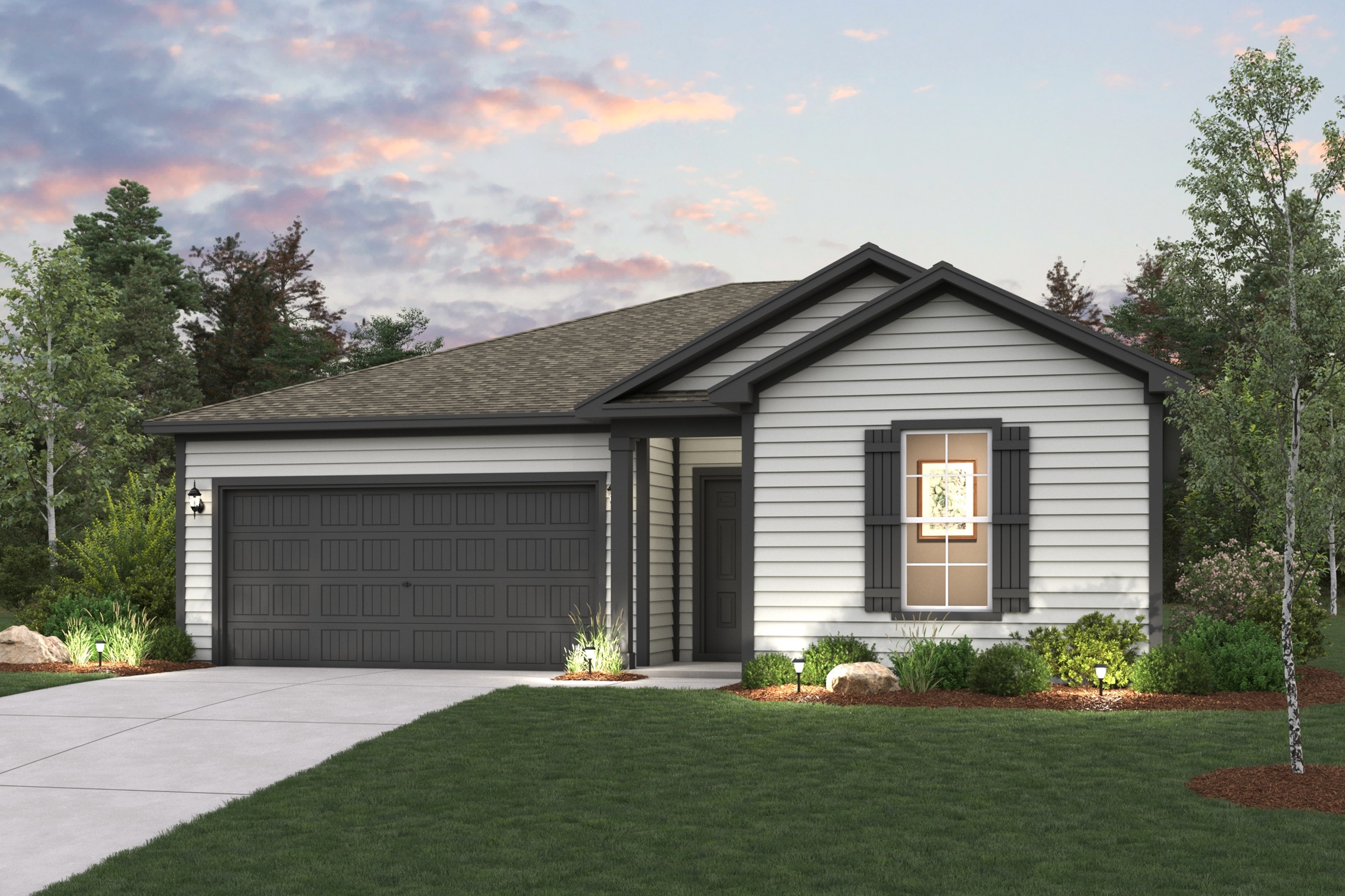 A house with a garage.
