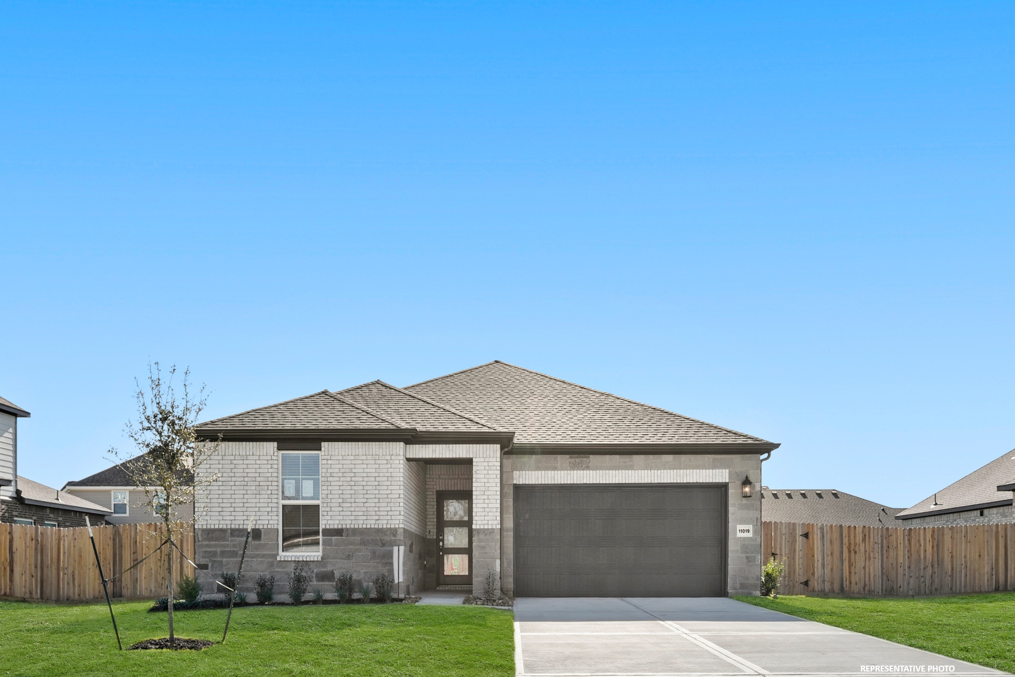 A house with a garage.