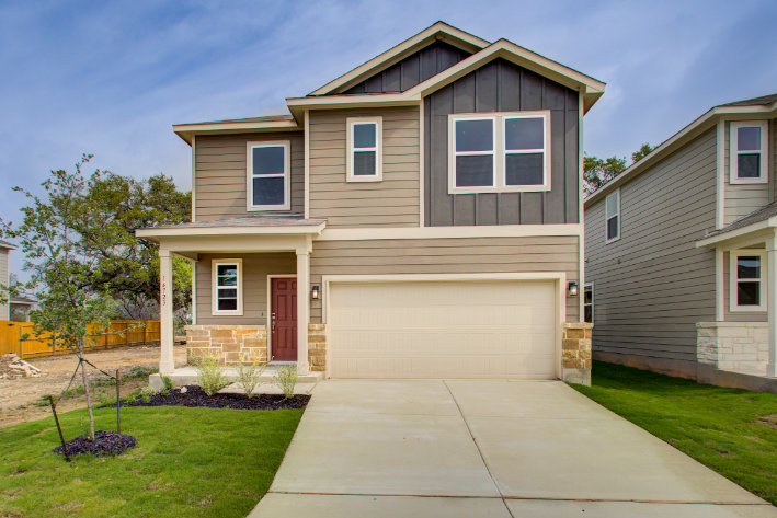 A house with a garage.