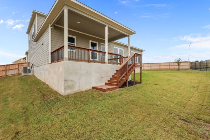 A house with a staircase.