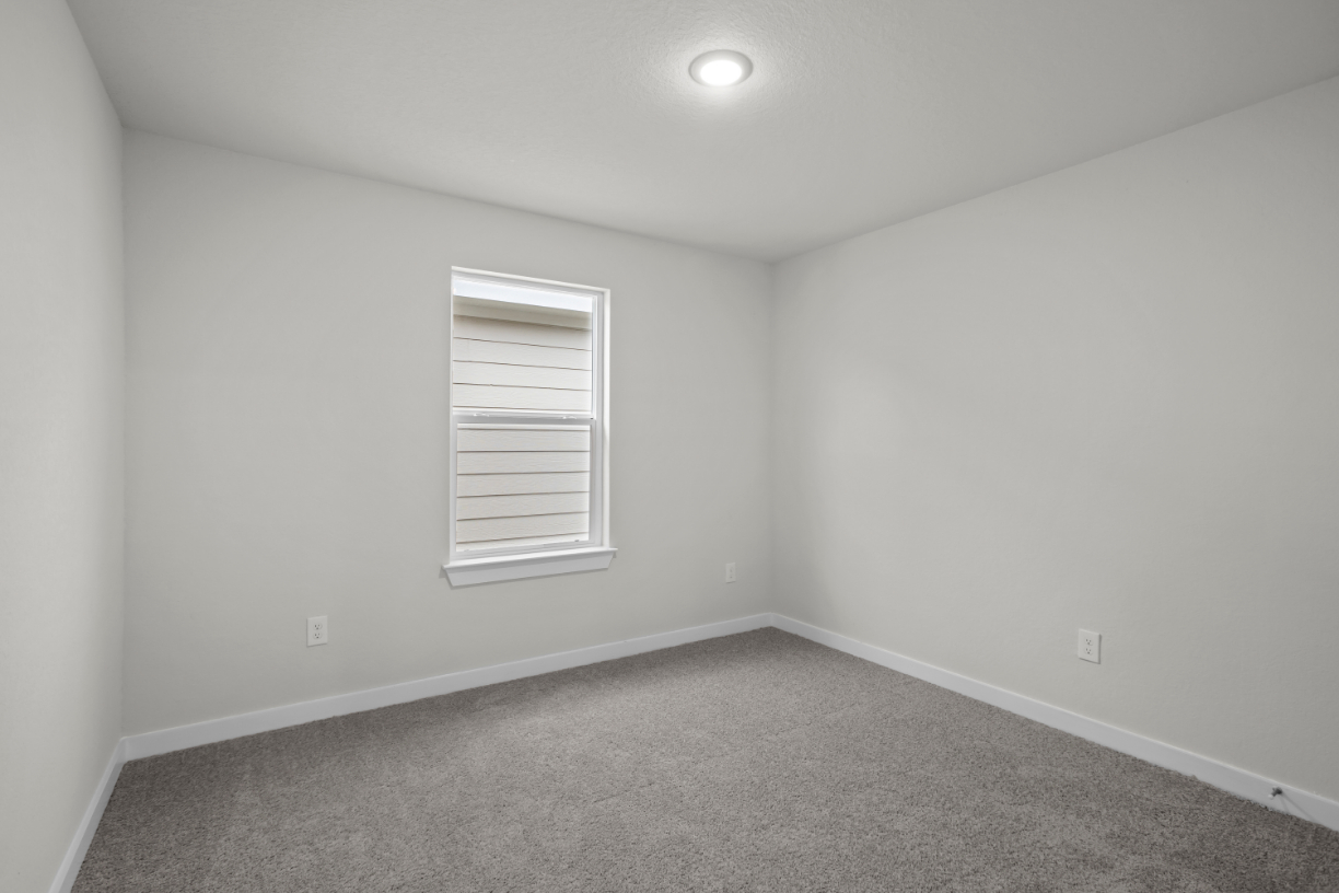 A room with a window and a carpet.