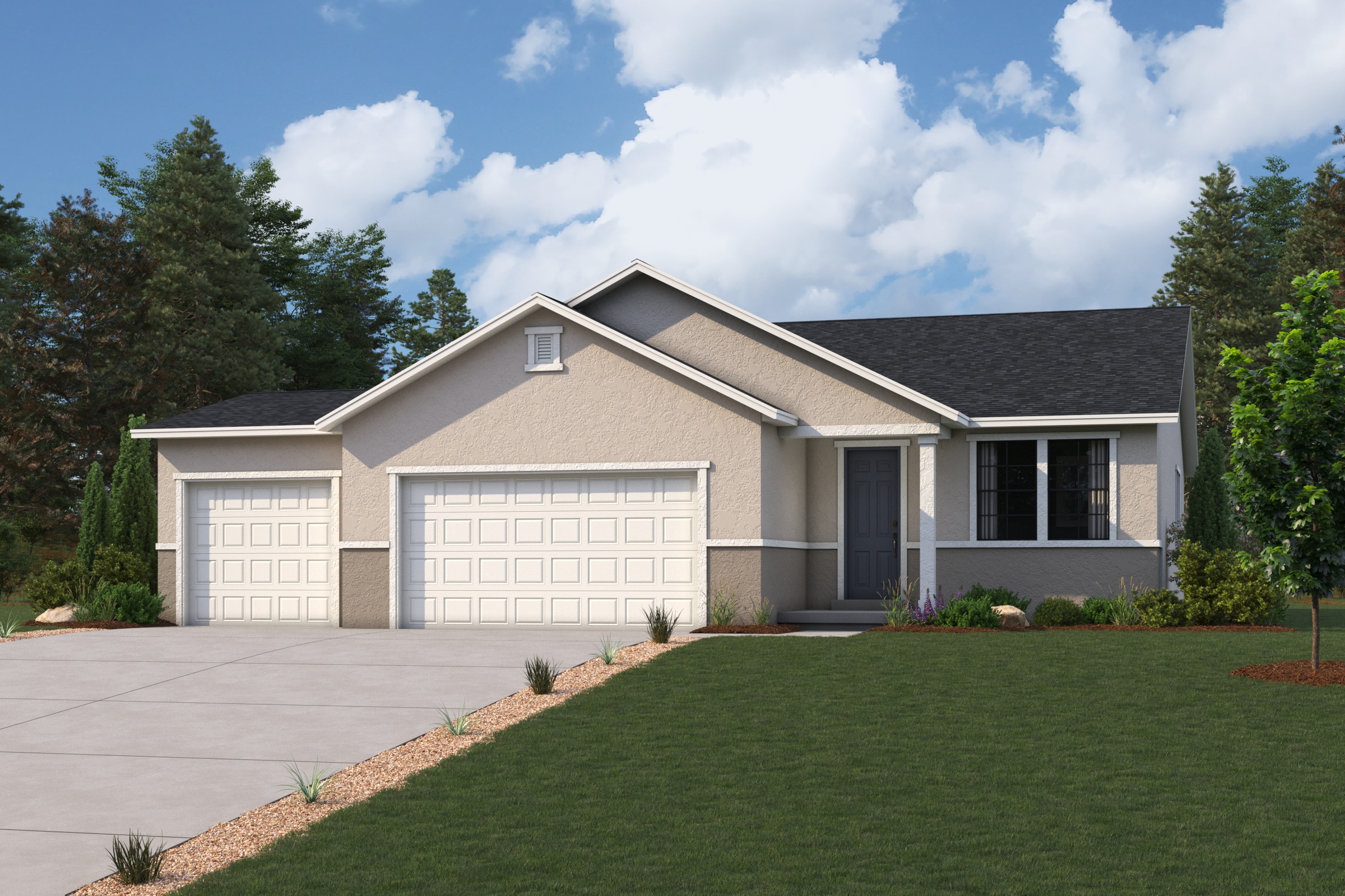 A house with a lawn.