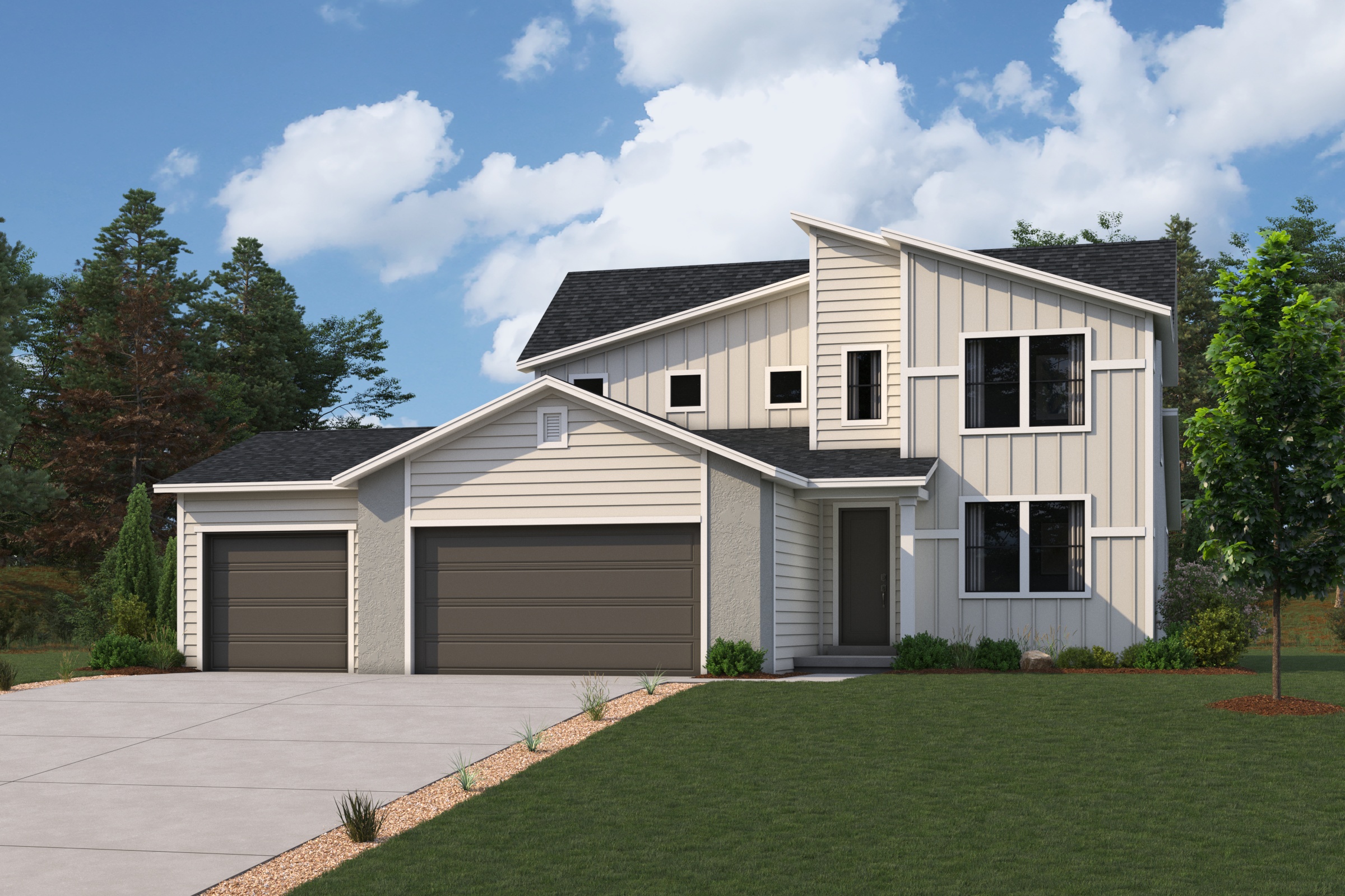 A house with a lawn.