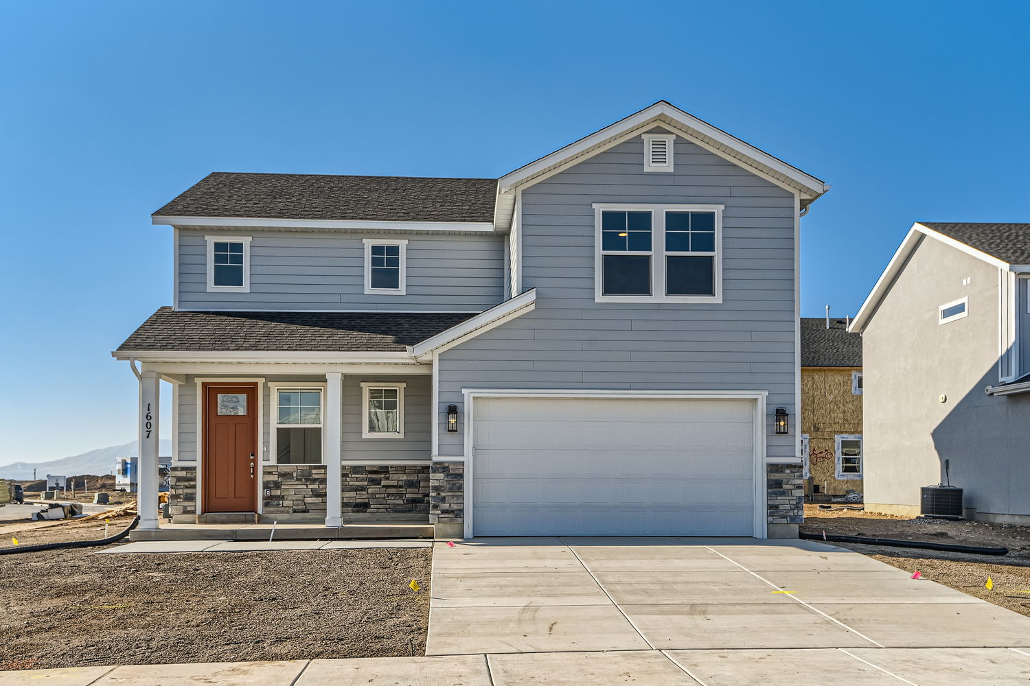 A house with a garage.
