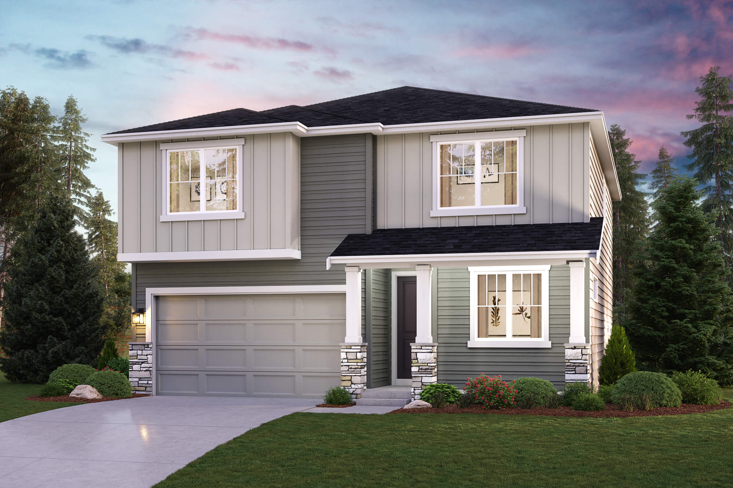 A house with a garage.