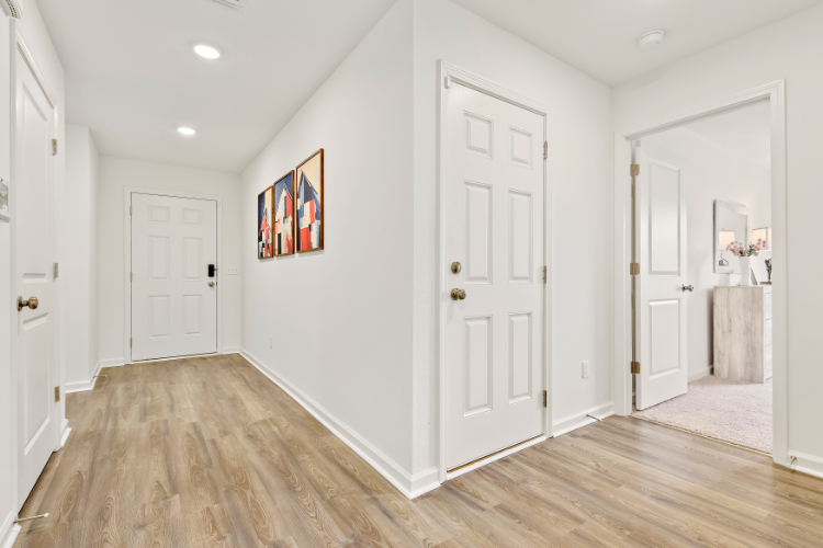 A room with white doors.